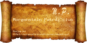 Morgenstein Patrícius névjegykártya